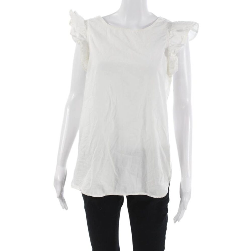 Kate McHale Jensen Womens Bohemian Sleeveless White Cotton Blouse Size M